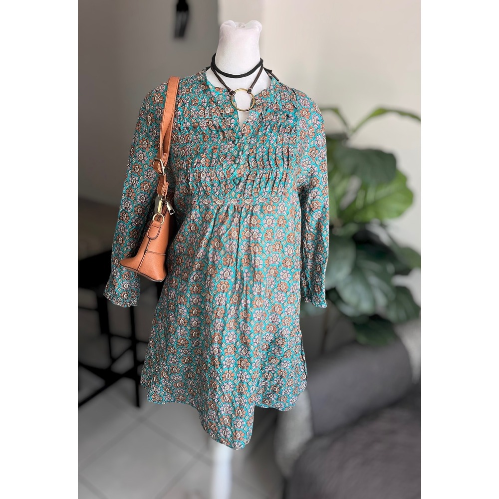 Anokhi Silk Printed Tunic Top Size Medium